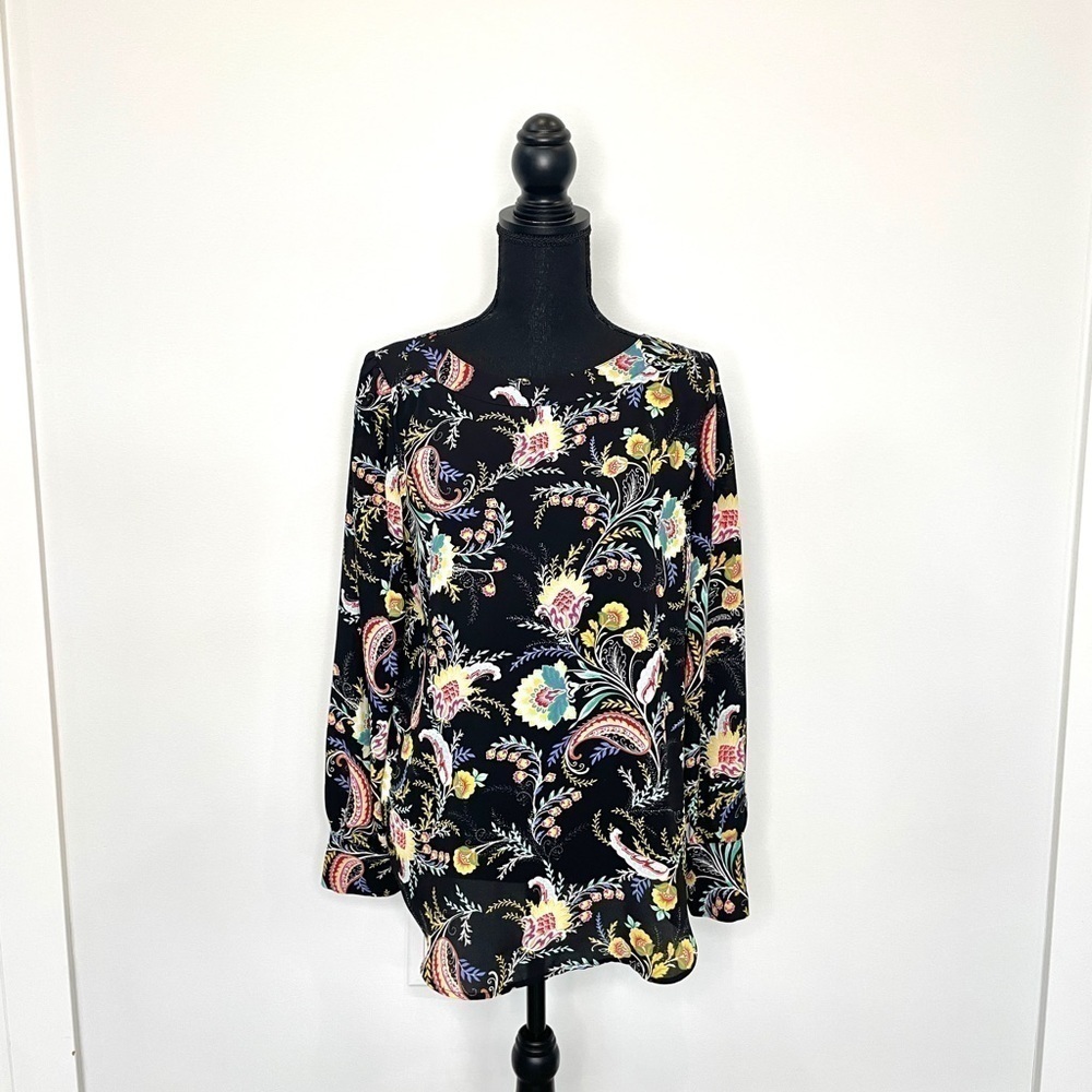 LOFT Multi Color Semi Sheer Long Sleeve Blouse